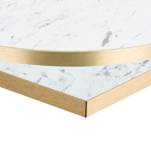 White Carrara Marble / Gold ABS Edge - 25mm Laminate