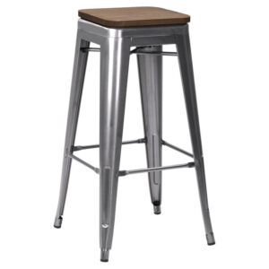 French Bistro High Stool - Wooden Seat Pad